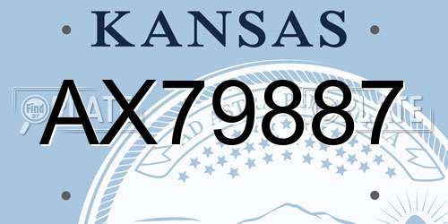 AX79887 Kansas License Plate