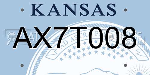 AX7T008 Kansas License Plate