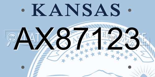 AX87123 Kansas License Plate