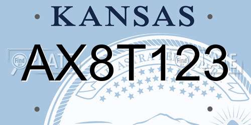 AX8T123 Kansas License Plate