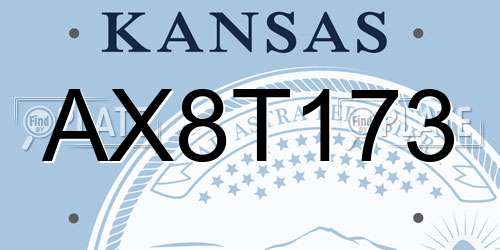 AX8T173 Kansas License Plate