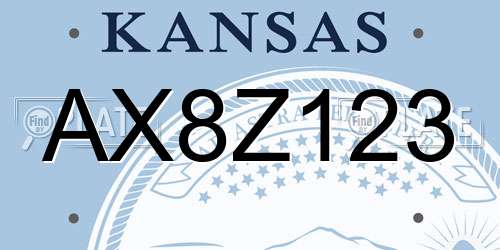 AX8Z123 Kansas License Plate