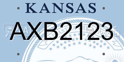 AXB2123 Kansas License Plate