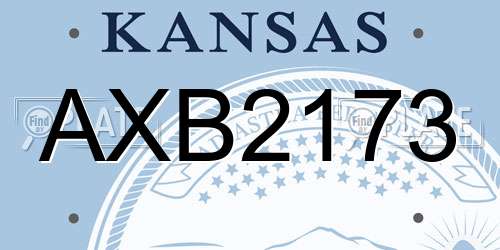 AXB2173 Kansas License Plate