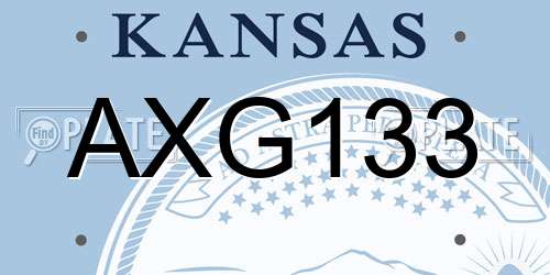 AXG133 Kansas License Plate