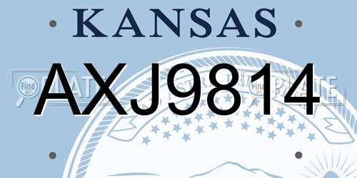 AXJ9814 Kansas License Plate