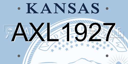 AXL1927 Kansas License Plate