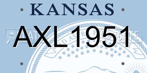 AXL1951 Kansas License Plate