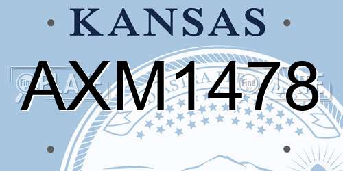 AXM1478 Kansas License Plate