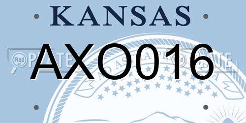 AXO016 Kansas License Plate