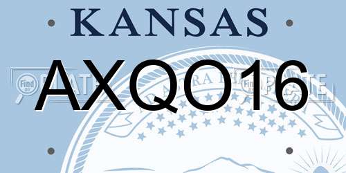 AXQO16 Kansas License Plate