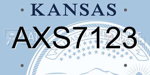 AXS7123 Kansas License Plate