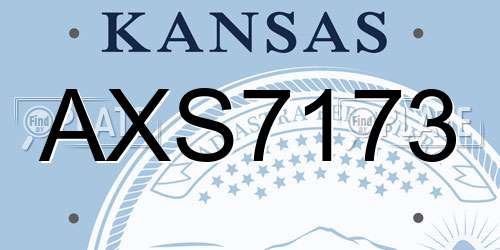 AXS7173 Kansas License Plate