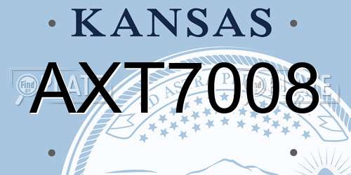 AXT7008 Kansas License Plate