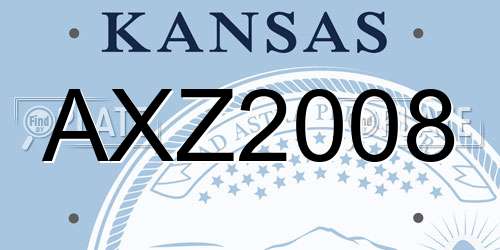 AXZ2008 Kansas License Plate