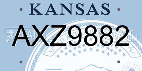 AXZ9882 Kansas License Plate