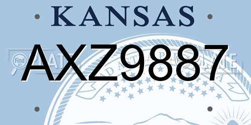 AXZ9887 Kansas License Plate