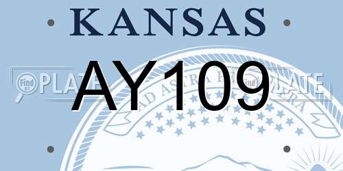 AY109 Kansas License Plate