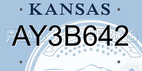 AY3B642 Kansas License Plate