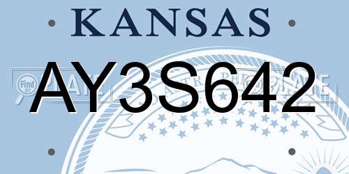 AY3S642 Kansas License Plate