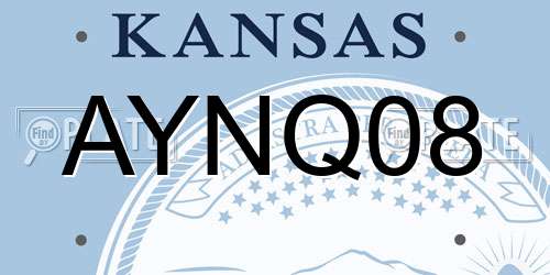 AYNQ08 Kansas License Plate