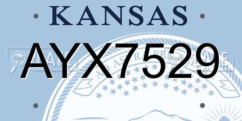 AYX7529 Kansas License Plate