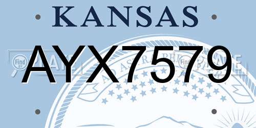 AYX7579 Kansas License Plate