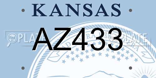 AZ433 Kansas License Plate