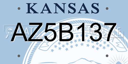AZ5B137 Kansas License Plate