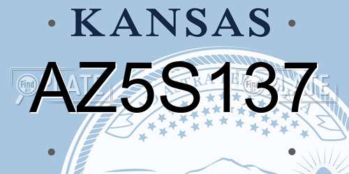 AZ5S137 Kansas License Plate