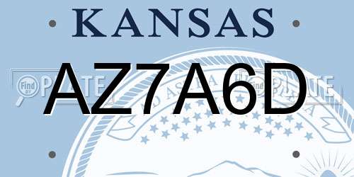 AZ7A6D Kansas License Plate