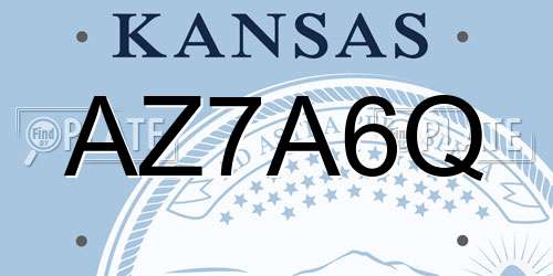 AZ7A6Q Kansas License Plate