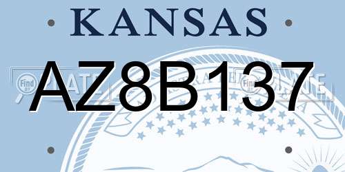 AZ8B137 Kansas License Plate