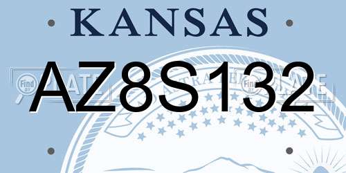 AZ8S132 Kansas License Plate