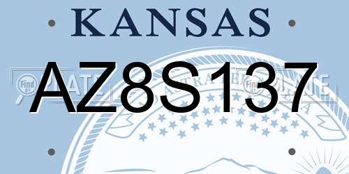 AZ8S137 Kansas License Plate