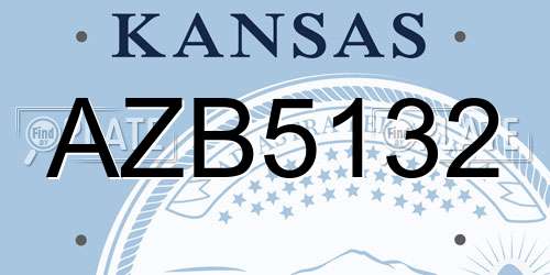 AZB5132 Kansas License Plate