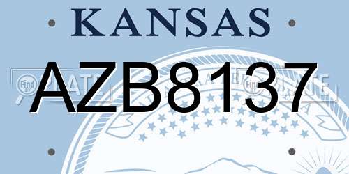 AZB8137 Kansas License Plate