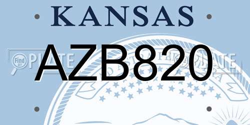 AZB820 Kansas License Plate