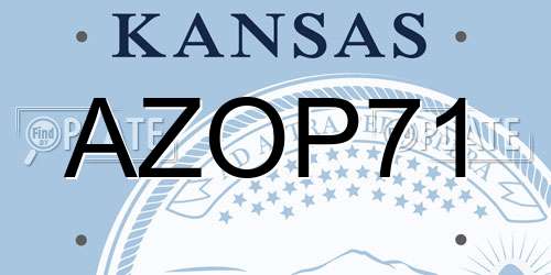 AZOP71 Kansas License Plate