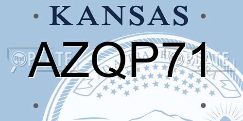 AZQP71 Kansas License Plate