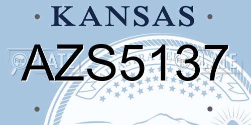 AZS5137 Kansas License Plate