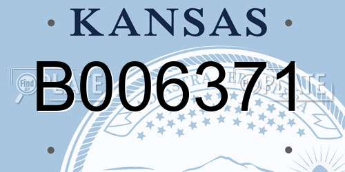 B006371 Kansas License Plate