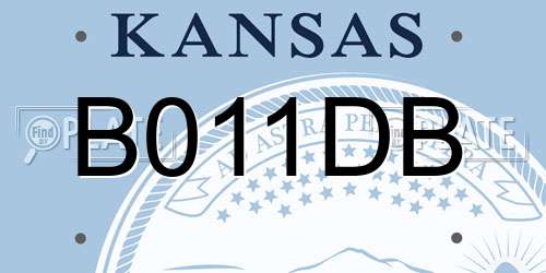 B011DB Kansas License Plate