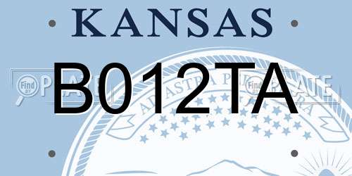 B012TA Kansas License Plate
