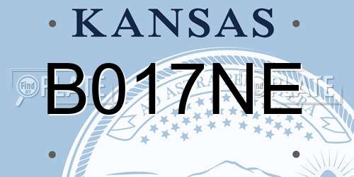 B017NE Kansas License Plate