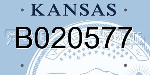 B020577 Kansas License Plate