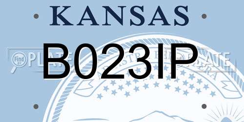 B023IP Kansas License Plate
