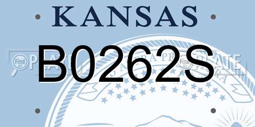 B0262S Kansas License Plate