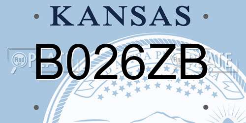 B026ZB Kansas License Plate