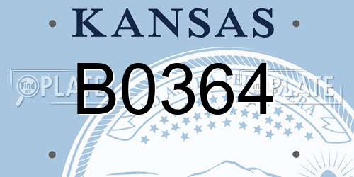 B0364 Kansas License Plate